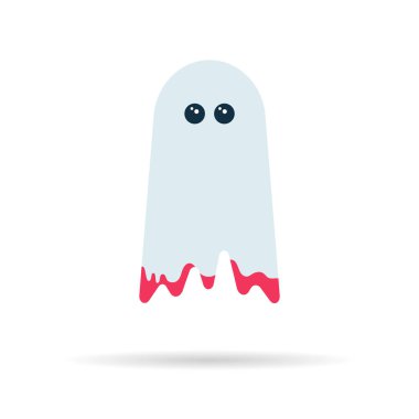 Cadılar Bayramı 'nda büyük gözleri olan kan lekeli beyaz bir hayalet.