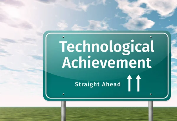 Signpost Technological Achievement Wording — Stock Photo, Image