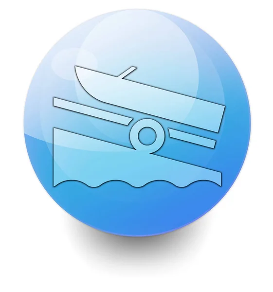 Иконка Кнопка Пиктограмма Символом Boat Ramp — стоковое фото