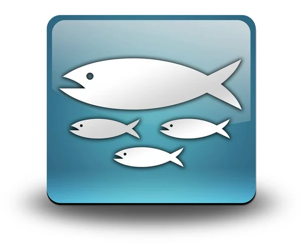 Ikon Knapp Piktogram Med Fisk Kläckeri Symbol — Stockfoto