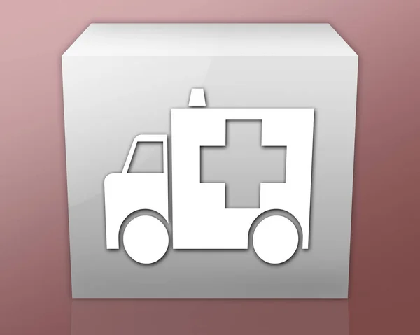 Ikon Knapp Piktogram Med Ambulanssymbol — Stockfoto
