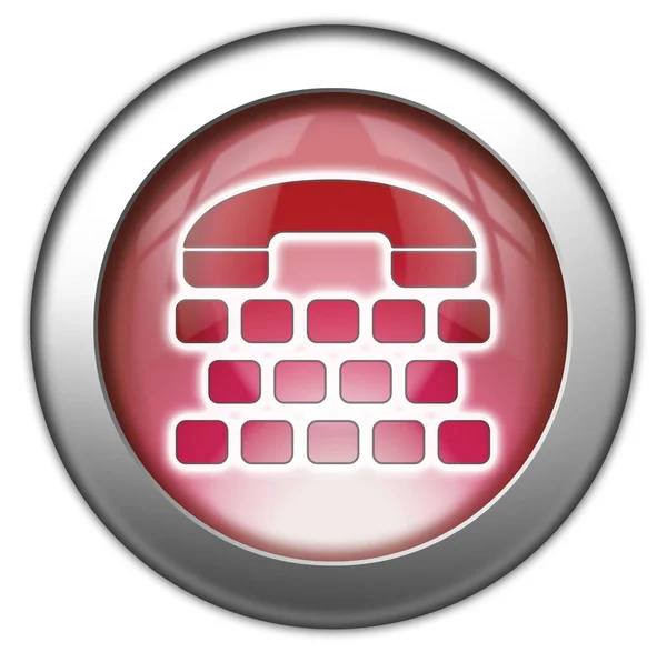 Ikon Knapp Piktogram Med Telefon Skrivmaskin Symbol — Stockfoto