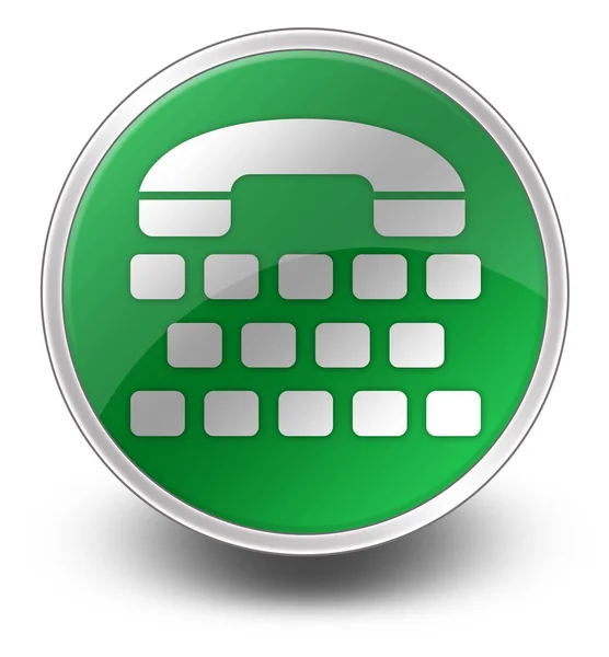 Ikon Knapp Piktogram Med Telefon Skrivmaskin Symbol — Stockfoto