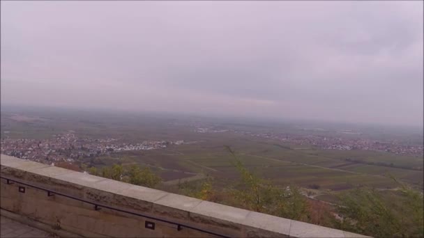 Вид Замка Хамбах Долине Рейна — стоковое видео