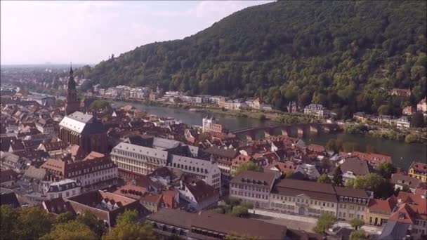 Widok Lotu Ptaka Starego Miasta Heidelbergu Niemcy — Wideo stockowe