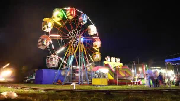 Time Lapse Thai Ferris Wheel Temple Fair — Stock Video