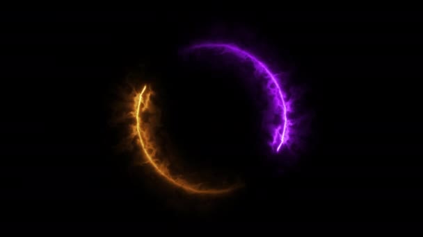 Purple Orange Ring Fire Sphere Particle — Stock Video