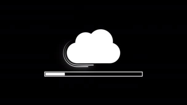 Barra Caricamento Con Simbolo Nuvola Isolata Sfondo Nero — Video Stock