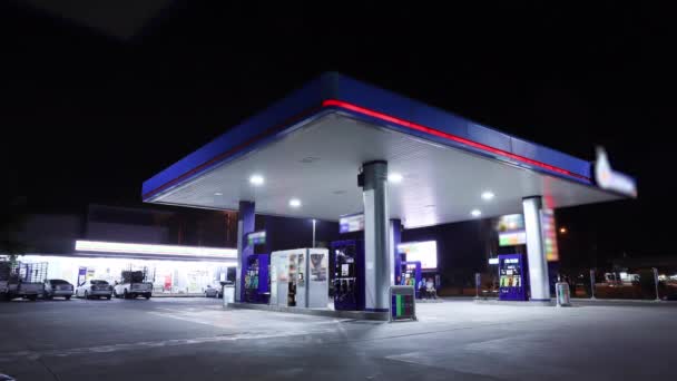 Lapso Tiempo Gasolinera Coche Repostar Energía — Vídeos de Stock