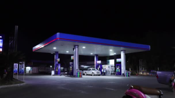 Lapso Tiempo Gasolinera Coche Repostar Energía — Vídeos de Stock