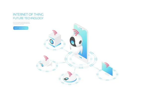 Inteligência Artificial Isométrica Aparelho Doméstico Controlado Com — Vetor de Stock