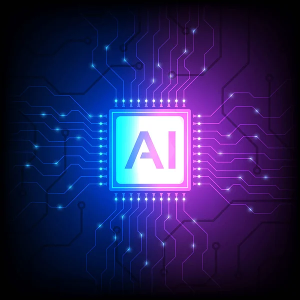 Kunstmatige Intelligentie Analyse Met Processor Chip — Stockvector