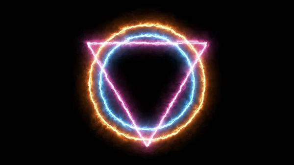 Triangel Och Cirkel Med Brand Partikel Illuminati Stil — Stockfoto