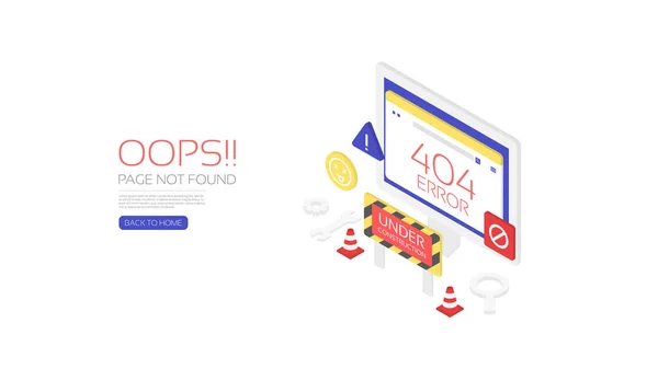 404 Página Erro Modelo Para Site Estilo Isométrico — Vetor de Stock