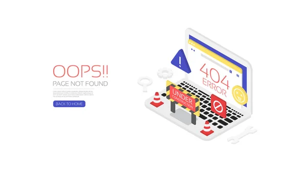 404 Página Error Plantilla Para Sitio Web Estilo Isométrico — Vector de stock