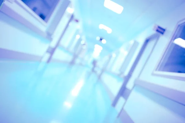 Long Illuminated Hallway Medical Building Unfocused Background — Stock Photo, Image