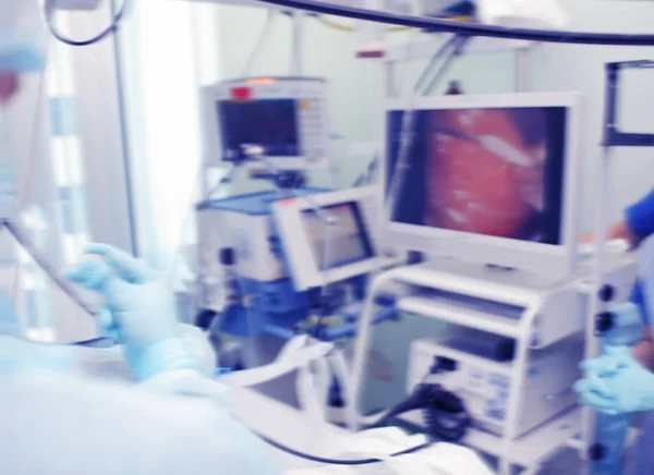 Equipe Médica Realiza Estudo Endoscópico Fundo Não Focado — Fotografia de Stock