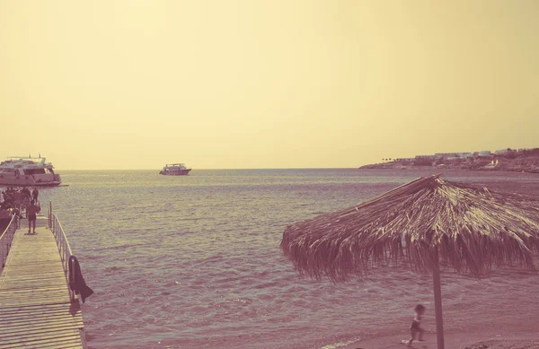 Seascape Boats People Coastline — Stock Photo, Image