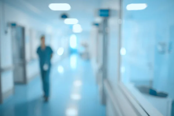 Blurred Figure Male Doctor Walking Hospoital Hall Unfocused Background — Stock Photo, Image