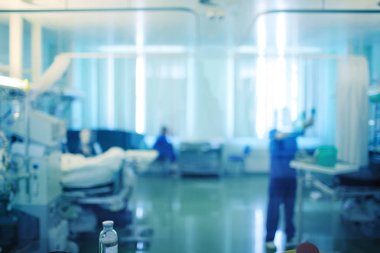 Modern hastane tıbbi arka plan bulanık odasında