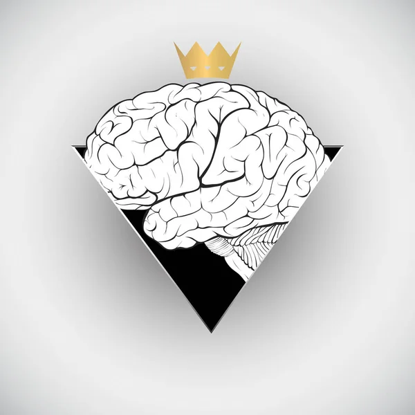 以有皇冠的大脑的形式崇拜人类的心灵概念 — 图库矢量图片