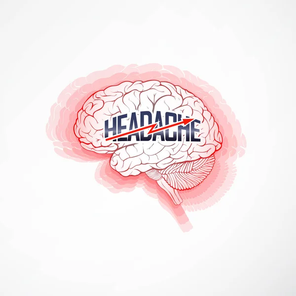 Kopfschmerzkonzept Das Entzündete Gehirnerkrankungen Beschreibt Vektorillustration — Stockvektor