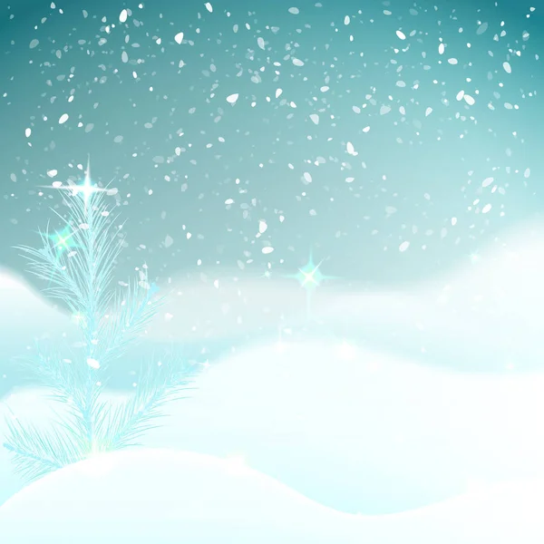 Winter Background Frosty Spruce Pine Snowbank Snowfall Night Sky Greeting — Stock Photo, Image