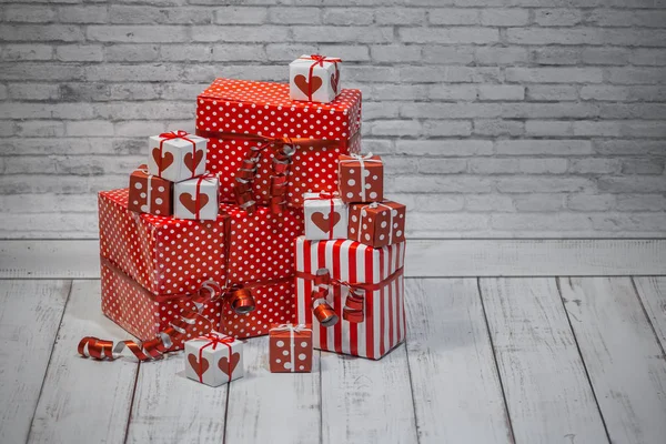 Kerstcadeaus Voor Rood Wit Witte Achtergrond — Stockfoto