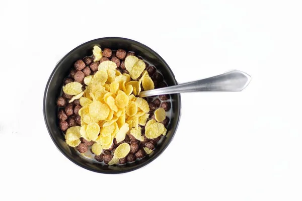 Aptitud Los Cereales Con Leche Para Desayuno Luz Mañana — Foto de Stock