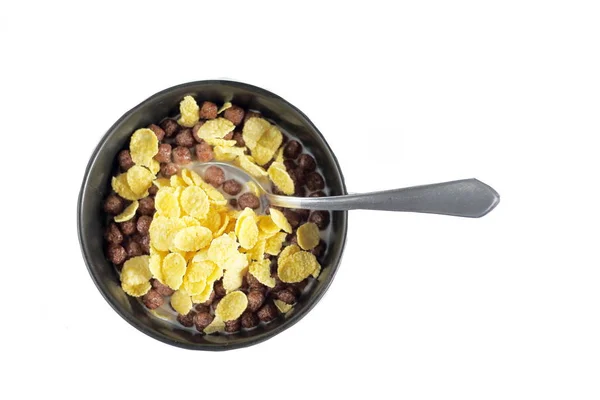 Aptitud Los Cereales Con Leche Para Desayuno Luz Mañana — Foto de Stock