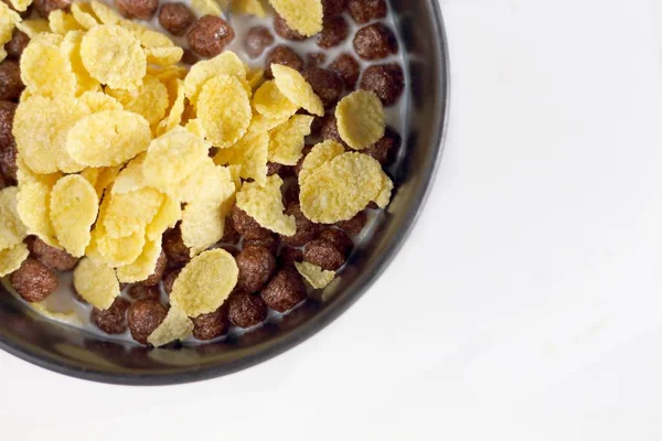 Aptitud Los Cereales Con Leche Para Desayuno Luz Mañana — Foto de Stock