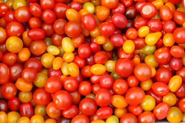 Red  and yellow organic tomato pattern background close up