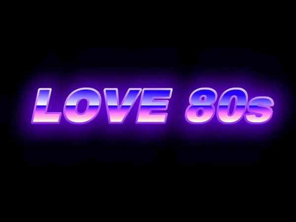 Purpule Μπλε Φουτουριστικό Κείμενο Αγάπη 80S Μια Λάμψη Στο Ρετρό — Φωτογραφία Αρχείου