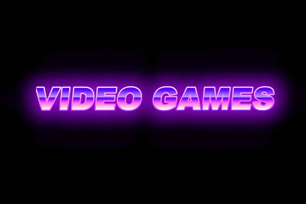 Purpule Blue Futuristic Text Video Games Glow Retro Style 80S — Stock Photo, Image