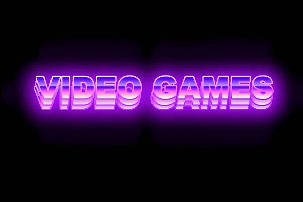 Purpule Neon Blue Futuristic Lettering Text Video Games Glow Retro — Stock Photo, Image