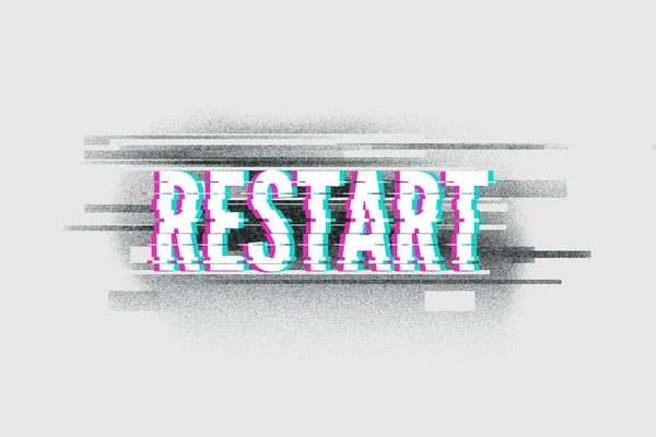 Lettering Glitch Calligraphic Dark Background Interference Noise Effect Phrase Restart — Stock Photo, Image