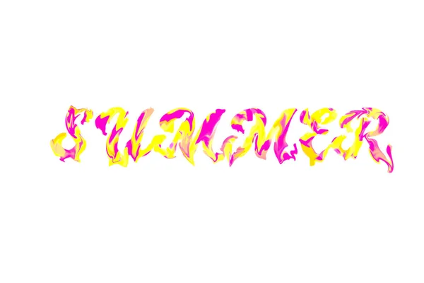 Pink Yellow Lettering Calligraphic Isolated Melting Effect Phrase Summe — Stock Photo, Image