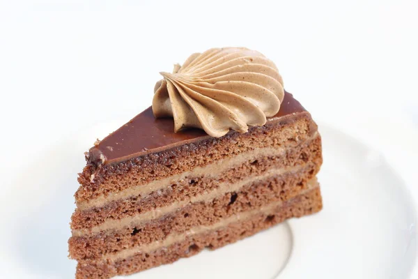Lezzetli Çikolatalı Doğum Günü Katman Pasta Tatlı Çikolata Krem Dekorasyonu — Stok fotoğraf