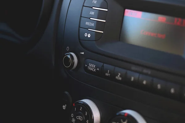 Auto Audio Speler Systeem Controle Paneel Dashboard Close Met Knoppen — Stockfoto