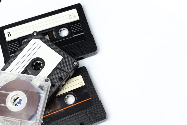 Audio Retro Vintage Groupe Zvuku Cassetes Pásky 80S Stylu Izolované — Stock fotografie