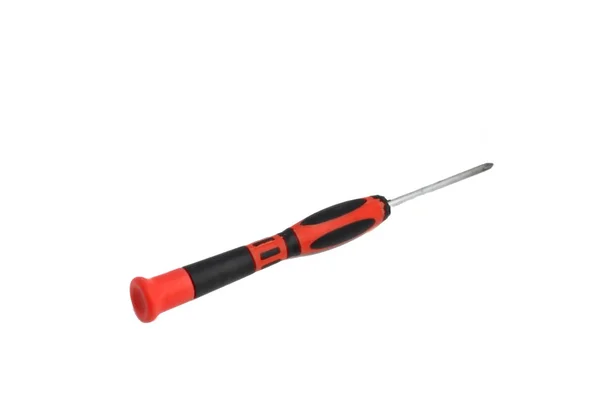 Small Black Red Screwdriver Isolated White Equipment Carpenter — Stock Photo, Image