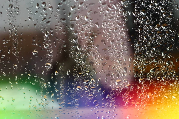 Abstraktní Rozmazané Úžasné Barevné Pozadí Rainbow Polární Záře Okenní Sklo — Stock fotografie