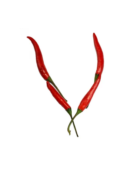 Alphabet Hot Spice Cayenne Chili Peppers Isolated White Vegetable Chili — Stock Photo, Image