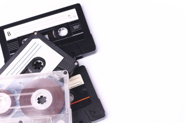 Ses kasetleri bant Ses retro vintage grup 70s, 80s, 90s tarzı vintage tonlama beyaz izole 