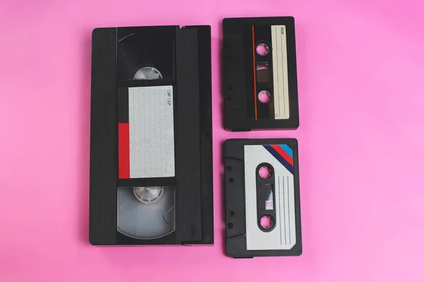 Видеокассеты Vhs Аудиокассеты Ретро Винтажный Дух 1970 1980 Годов Стиль — стоковое фото