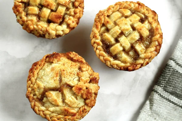 Mini Tarte Anglaise Américaine Viande Salée Avec Fourchette Rustique Vintage — Photo