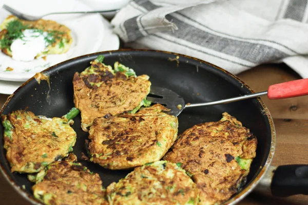 Bonne Nutrition Petit Déjeuner Végétarien Sans Gluten Courgettes Crêpes Aux — Photo