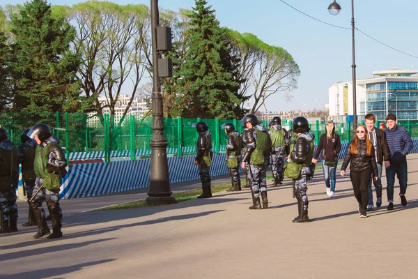 Saint Petesburg Russie Mai 2019 Police Émeute Omon Policier Casque — Photo