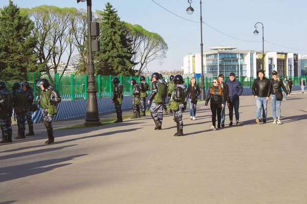 Saint Petesburg Russie Mai 2019 Police Émeute Omon Policier Casque — Photo