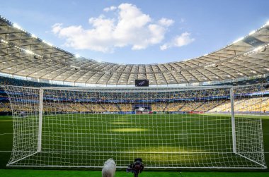 Kiev, Ukrayna - 26 Mayıs 2018: Görünüm içinde 2018 Uefa Şampiyonlar Ligi final maçı Kiev, Ukrayna önce kapı arkasında Milli Güvenlik Olimpiyskiy Stadyumu